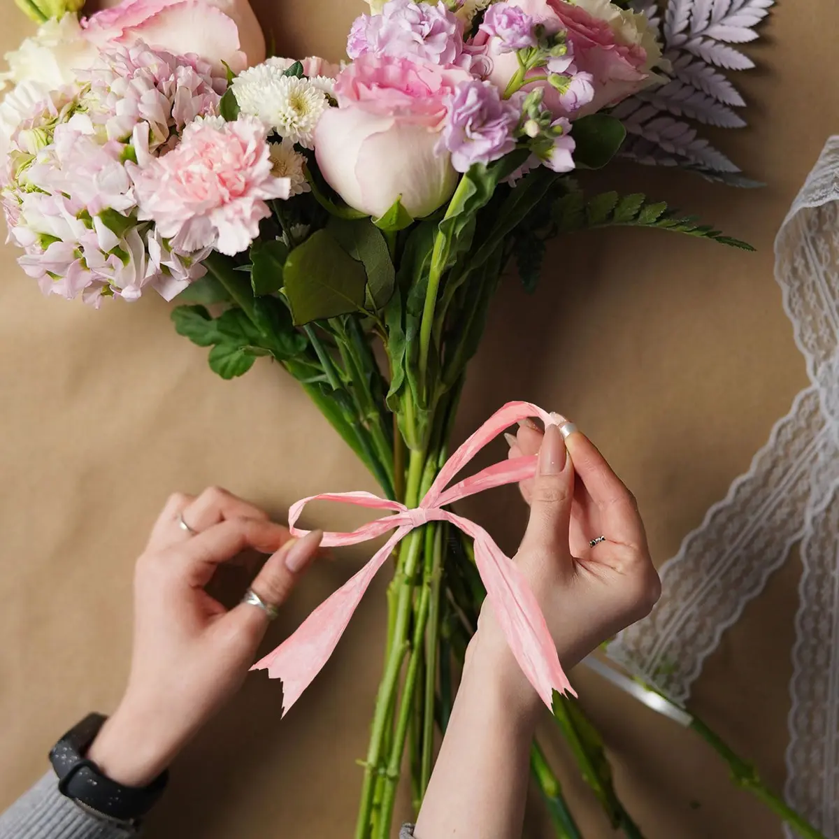 CREATRILL Raffia Paper Craft Ribbon 218 Yards (654 ft / 199 m) Pink | Eco-Friendly & Biodegradable - view 6