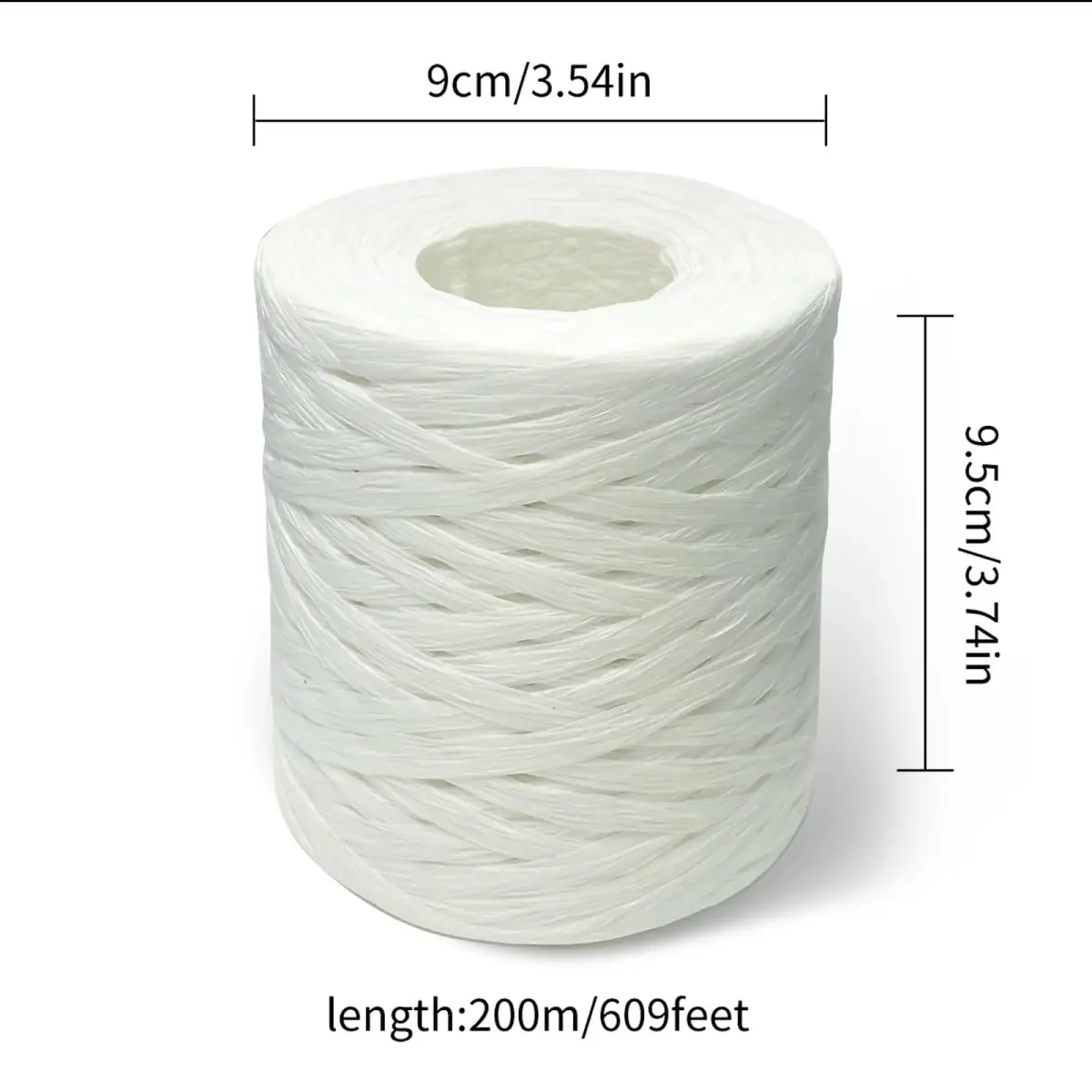CREATRILL Raffia Paper Craft Ribbon 218 Yards (654 ft / 199 m) | Natural Rustic White - view 2