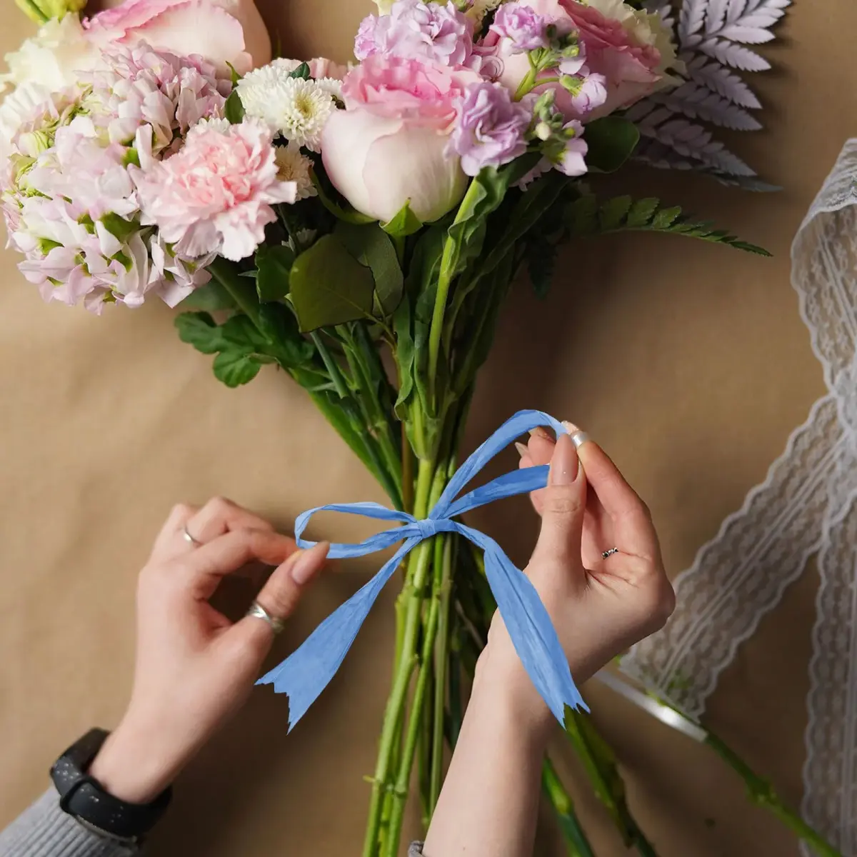 CREATRILL Blue Raffia Paper Craft Ribbon 218 Yards (654 ft / 594.4 m) | Eco-Friendly & Biodegradable for Crafts & Gifts - view 6