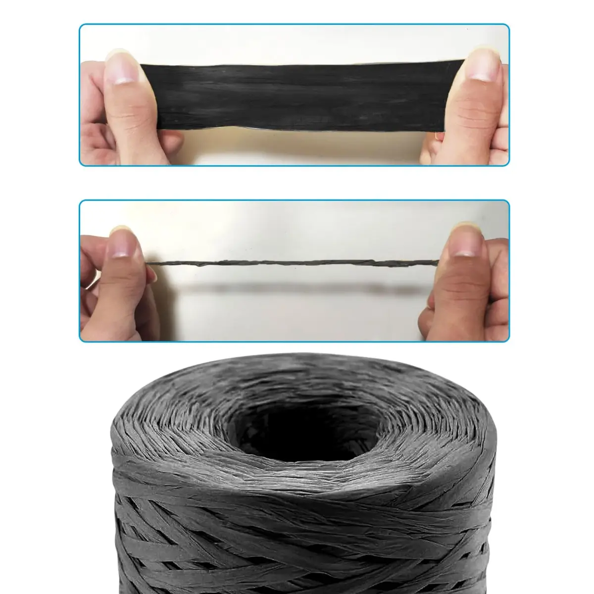 CREATRILL Black Raffia Paper Craft Ribbon 218 Yards (654 m) | Eco-Friendly & Biodegradable - view 4