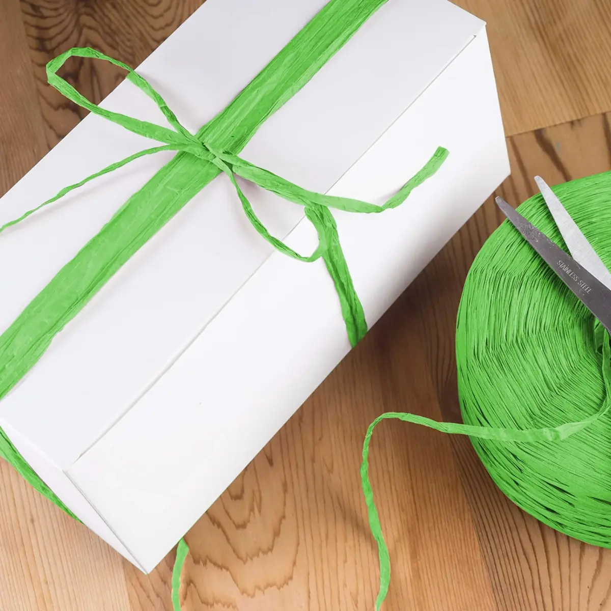 CREATRILL Raffia Paper Craft Ribbon 218 Yards (654 Meters) | Rustic Green Solid - view 3