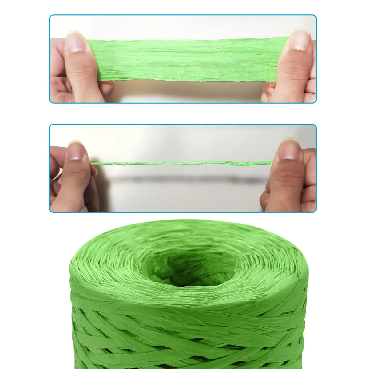 CREATRILL Raffia Paper Craft Ribbon 218 Yards (654 Meters) | Rustic Green Solid - view 4