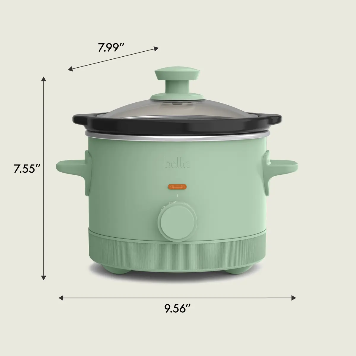 BELLA 1.5QT Slow Cooker Seaglass | Non-Toxic Ceramic Coating, 3 Heat Settings - view 7
