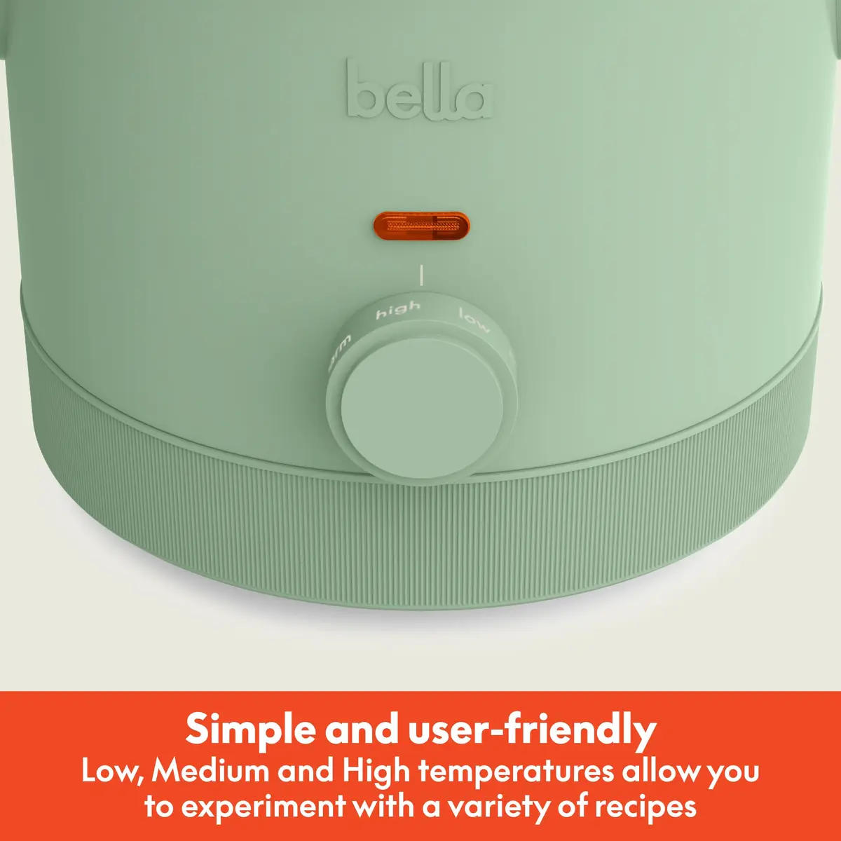 BELLA 1.5QT Slow Cooker Seaglass | Non-Toxic Ceramic Coating, 3 Heat Settings - view 2