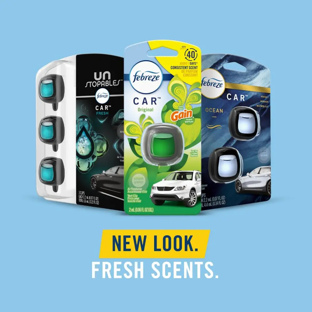 Febreze Car Air Freshener Vent Clips Gain Original Scent 3 Count | Odor-Fighting Automotive Fragrance - view 8