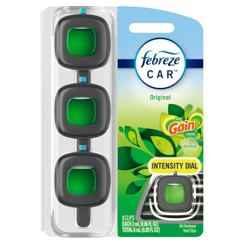 Febreze Car Air Freshener Vent Clips Gain Original Scent 3 Count | Odor-Fighting Automotive Fragrance - view 9