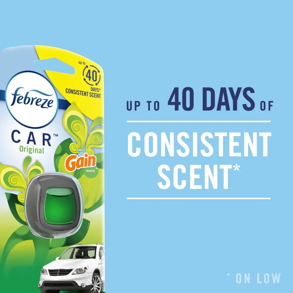 Febreze Car Air Freshener Vent Clips Gain Original Scent 3 Count | Odor-Fighting Automotive Fragrance - view 2