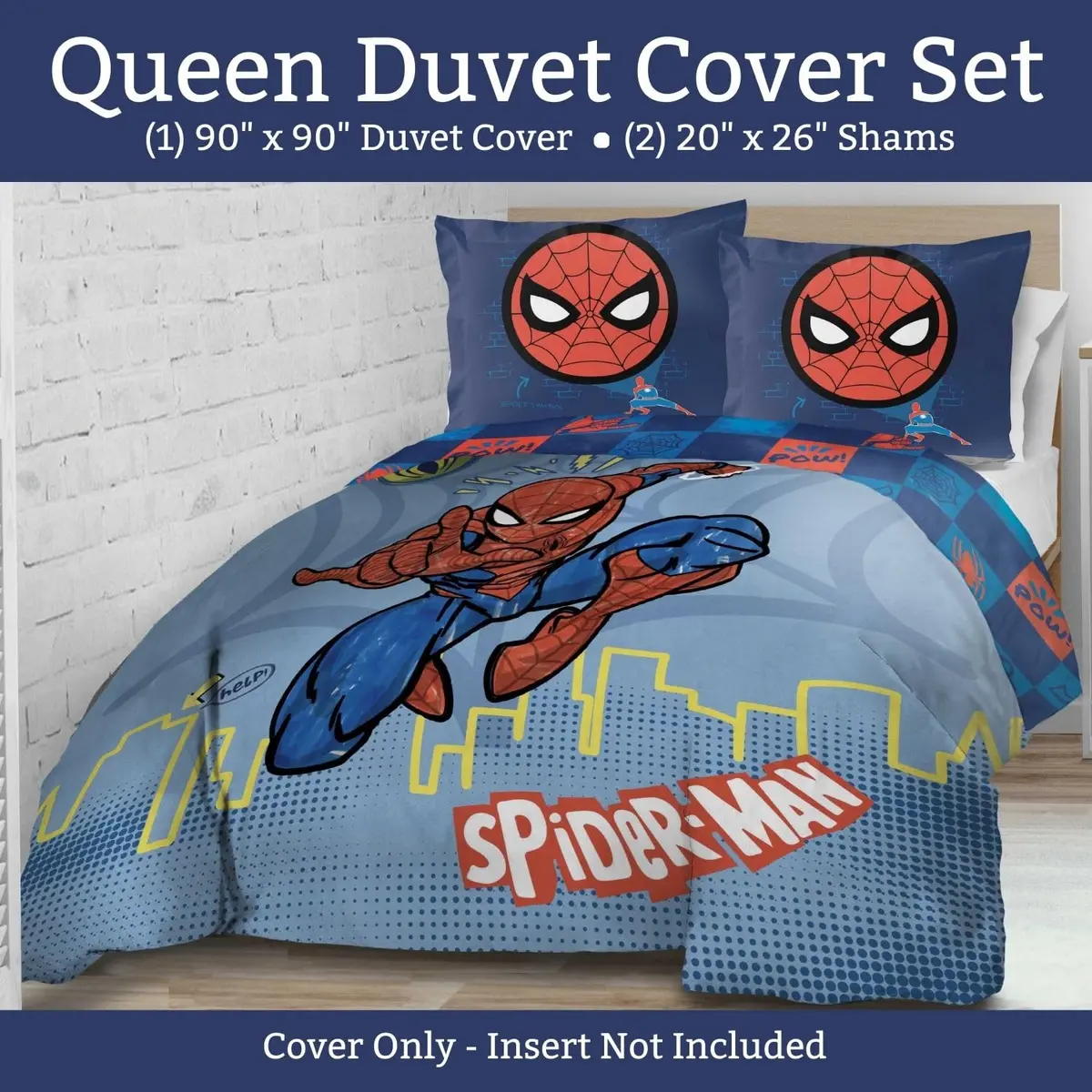 Jay Franco Spiderman Queen Duvet Cover Set 218cm (86" x 90") | Officially Licensed Marvel Bedding - view 2
