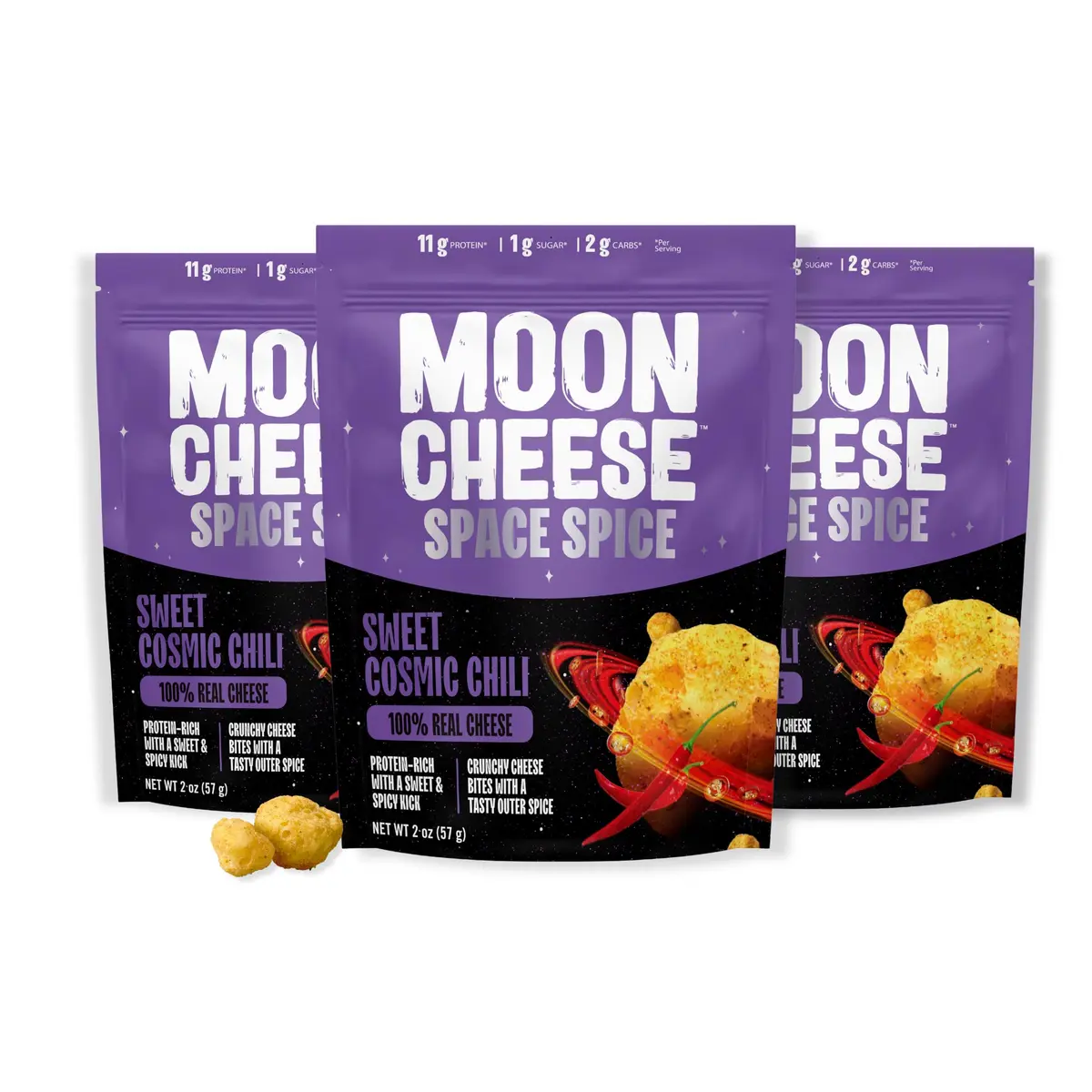 Moon Cheese Sweet Cosmic Chili Cheese Bites | Protein-Rich, Keto & Gluten-Free Snack (6 oz total) - main product image