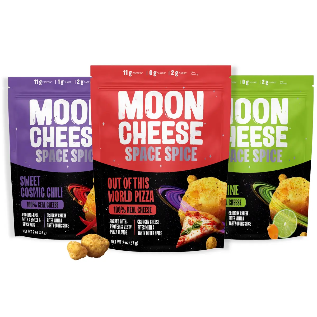 Moon Cheese Bites Bundle, Protein-Rich Cheese Snack, 6 oz (3-Pack) | Savory, Low-Carb, Gluten-Free - main product image