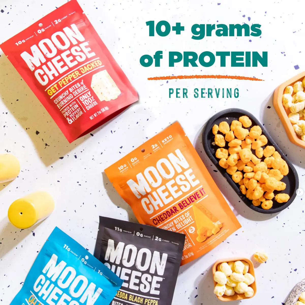 Moon Cheese Bites Bundle, Protein-Rich Cheese Snack, 6 oz (3-Pack) | Savory, Low-Carb, Gluten-Free - view 9