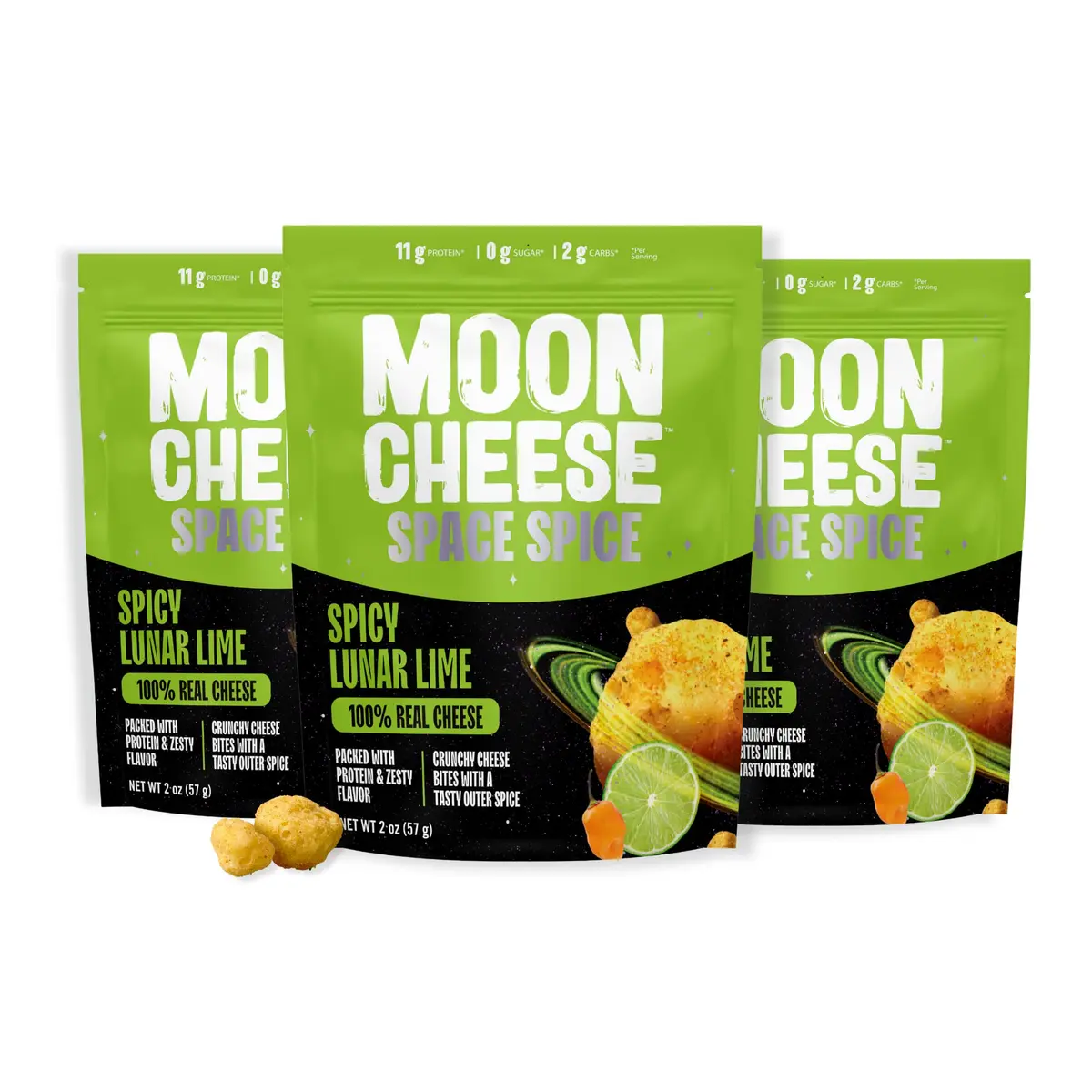 Moon Cheese Spicy Lunar Lime Cheese Bites | Protein-Rich, Keto & Gluten-Free Snack (6 oz total) - main product image