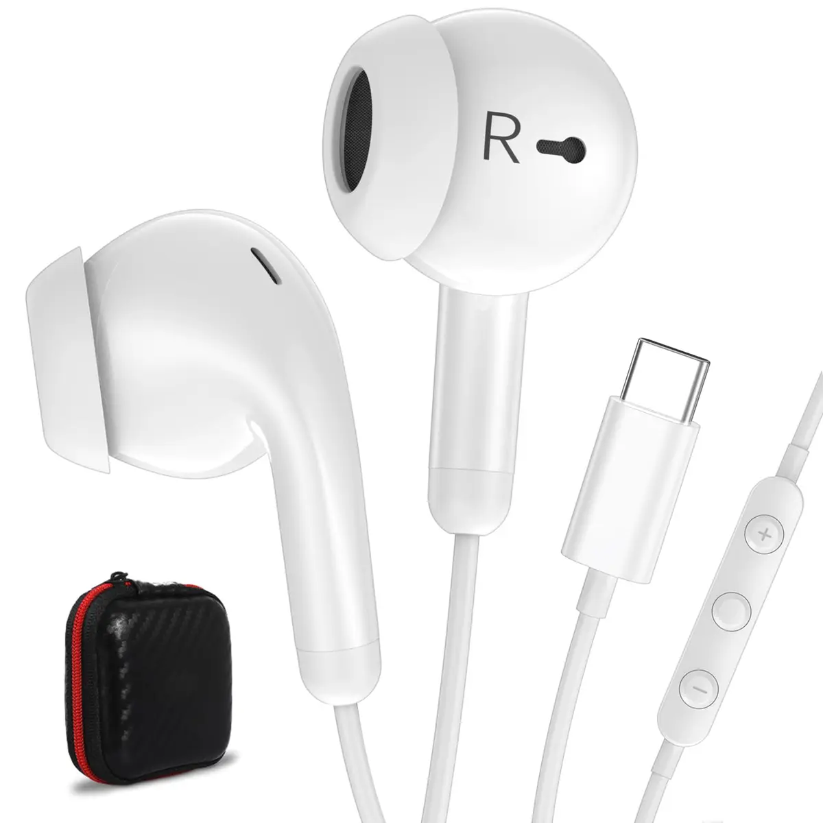 ACANDYA USB-C Wired Earbuds with Microphone & Volume Control, 1.2m Cable | Noise Isolating HiFi Stereo Headset - main product image