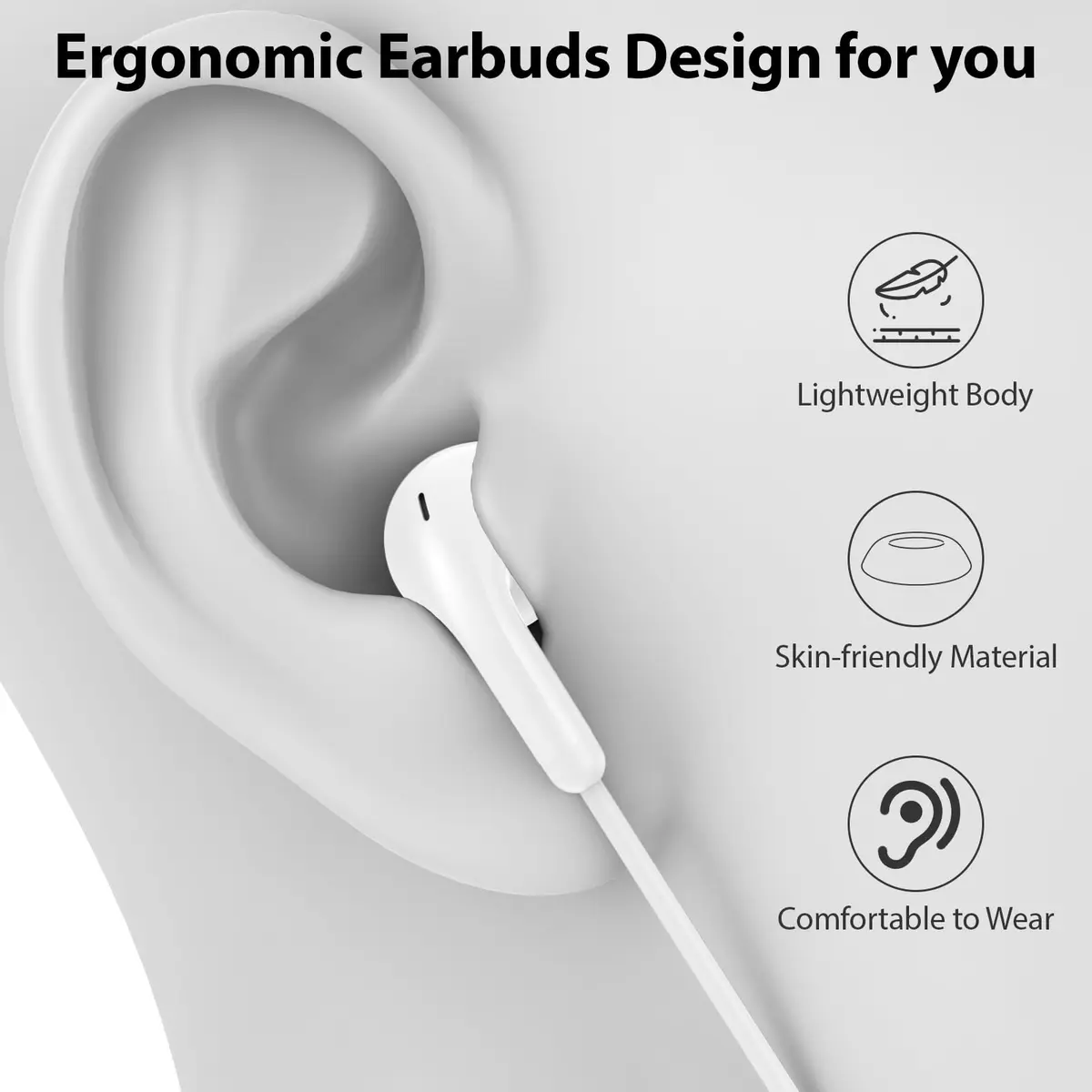 ACANDYA USB-C Wired Earbuds with Microphone & Volume Control, 1.2m Cable | Noise Isolating HiFi Stereo Headset - view 4