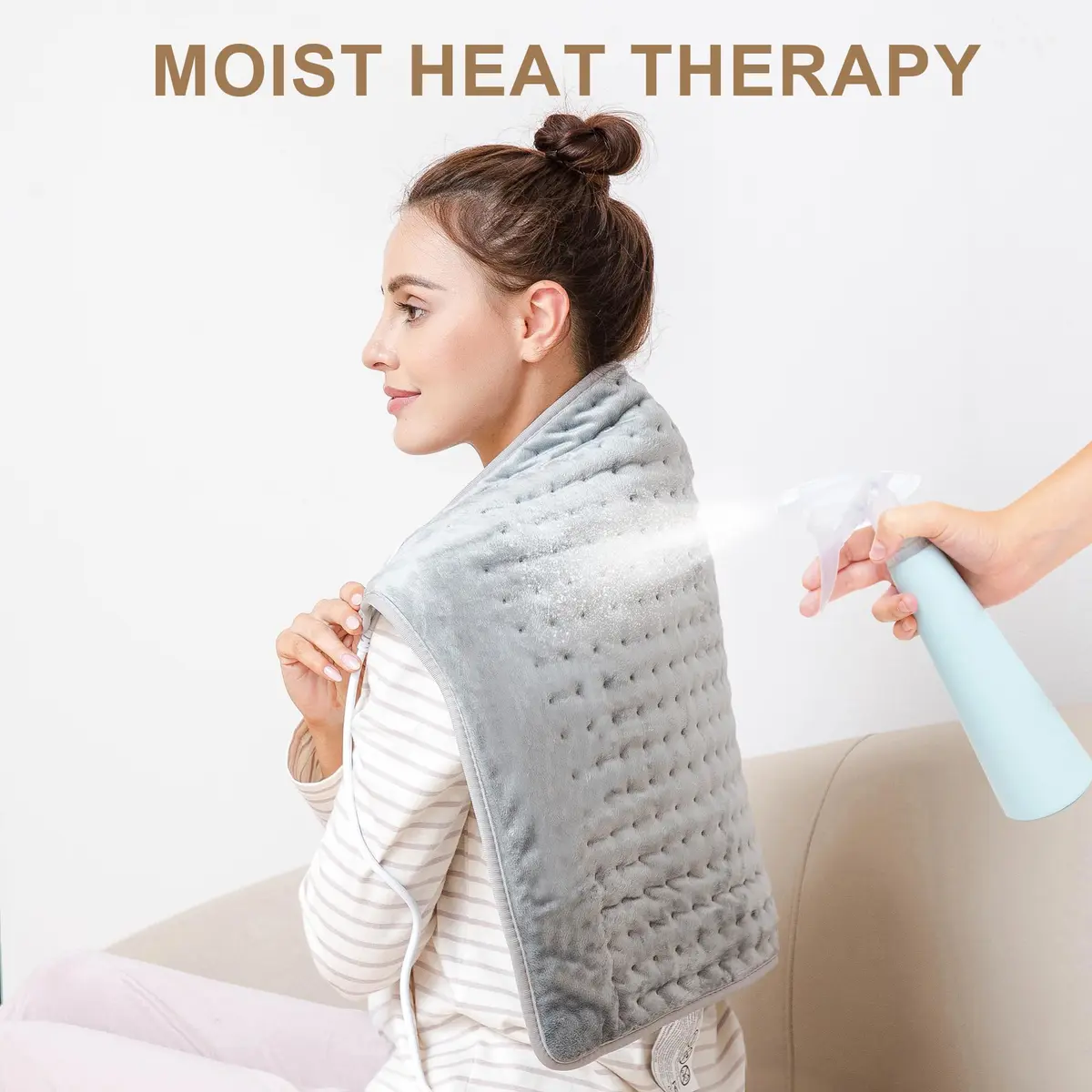 Deepsoon Electric Heating Pad 24x20 Inch Light Gray | 6 Heat Settings & 2-Hour Auto Shut-Off - view 4