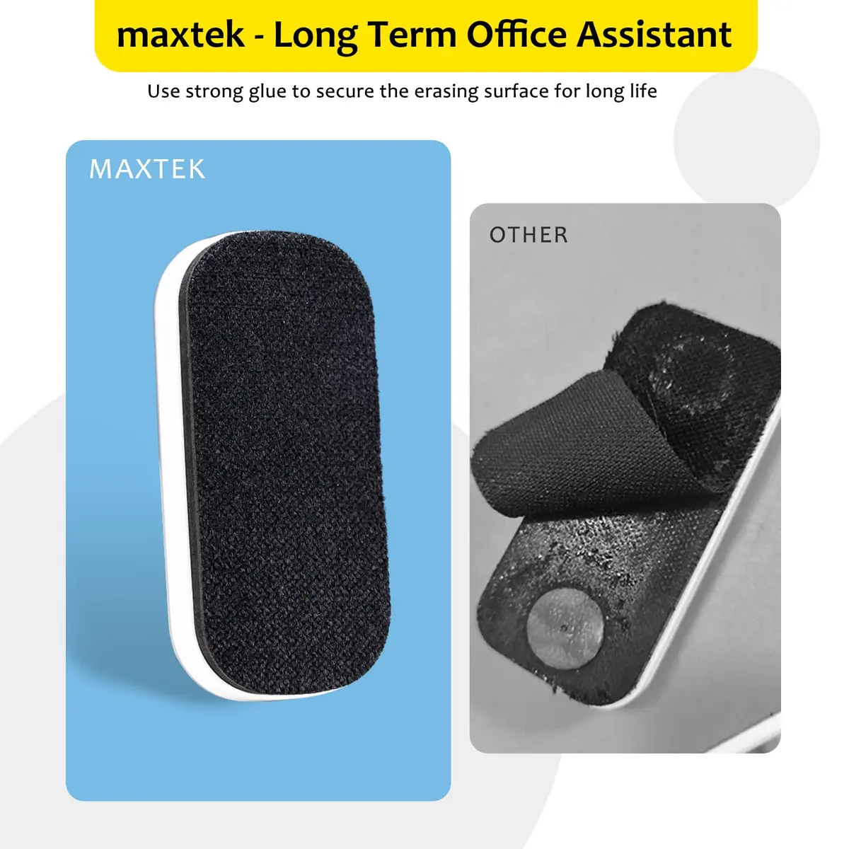 maxtek Magnetic Dry Erase Eraser Gray 1 Pack | Strong Magnetic Grip for Whiteboards and Glass Boards - view 7