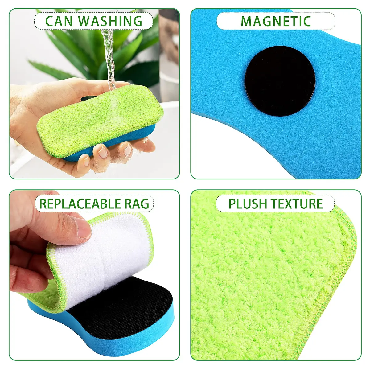 OSOPOLA Microfiber Chalkboard Eraser with 2 Microfiber Cloths | 12.5cm x 7.5cm (5" x 3") - view 3