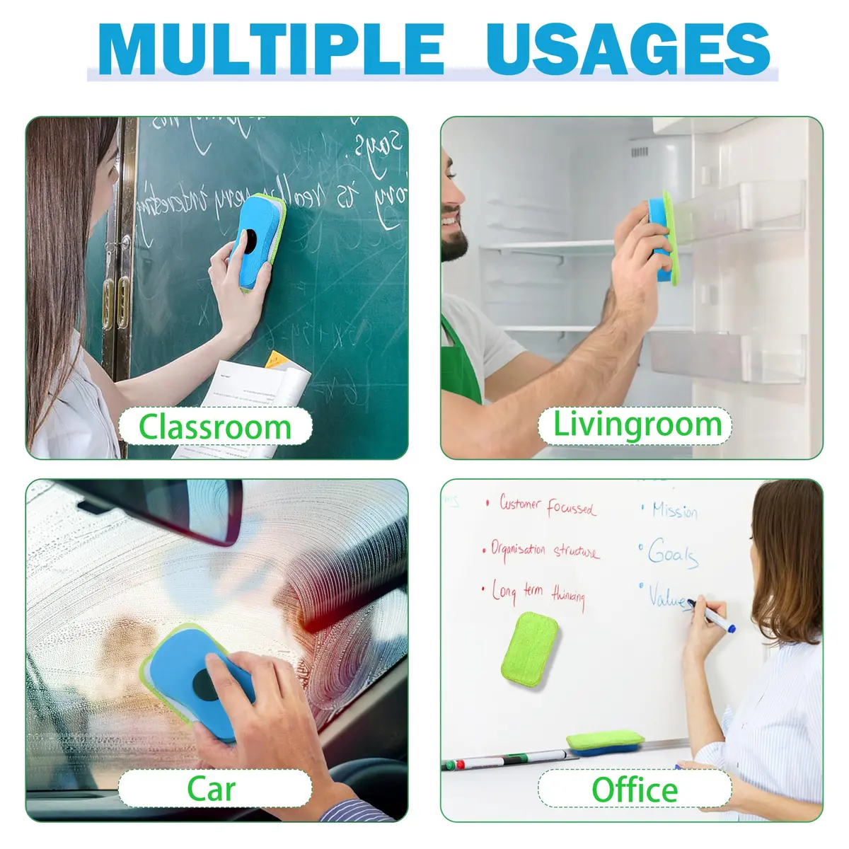 OSOPOLA 3 Pack Chalkboard Eraser + 6 Microfiber Cloths | Reusable Cleaning Tool for Whiteboards and Chalkboards - view 6