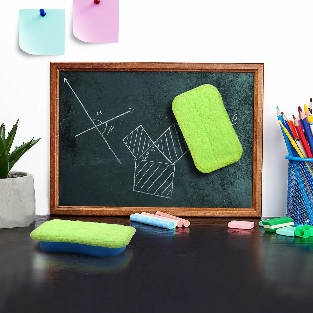 OSOPOLA 3 Pack Chalkboard Eraser + 6 Microfiber Cloths | Reusable Cleaning Tool for Whiteboards and Chalkboards - view 4