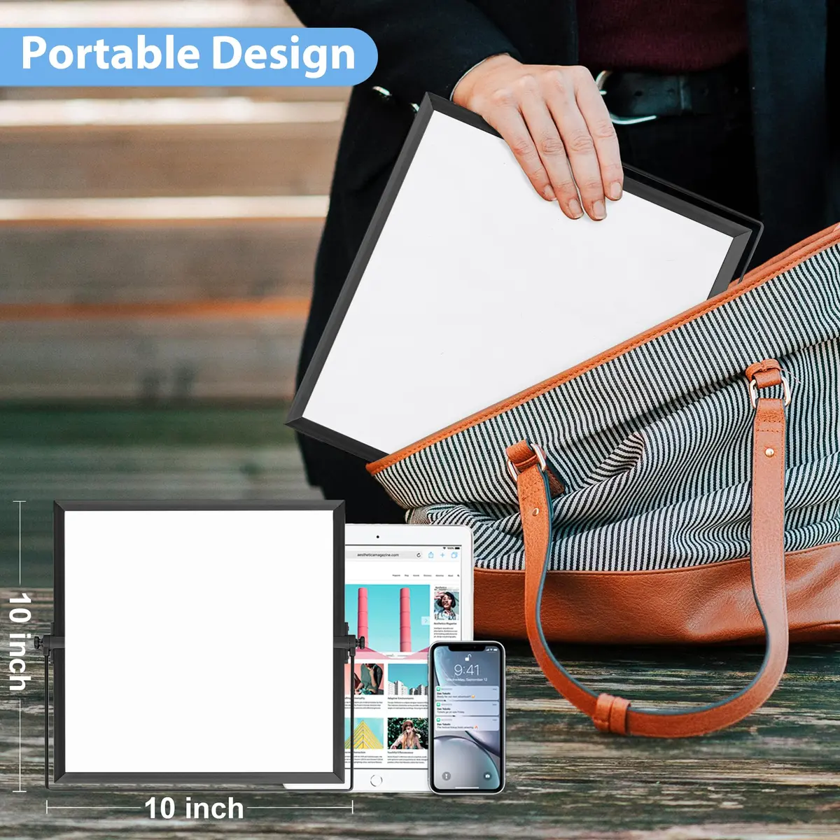 ARCOBIS Small WhiteBoard with Stand 10" x 10" | Magnetic Double Sided, Compact & Portable - view 5