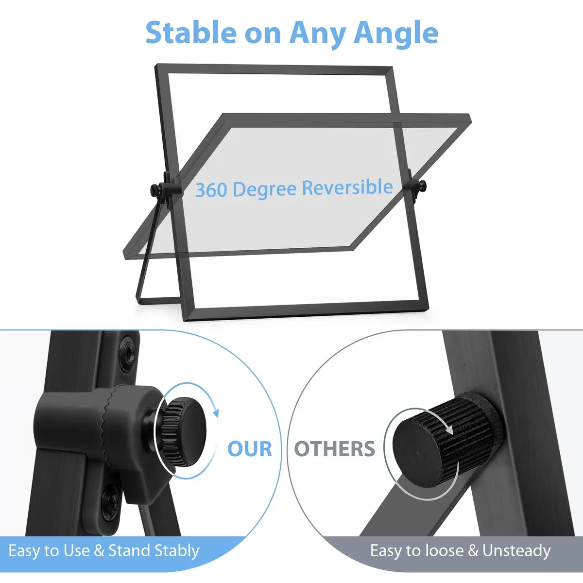 ARCOBIS Small WhiteBoard with Stand 10" x 10" | Magnetic Double Sided, Compact & Portable - view 2