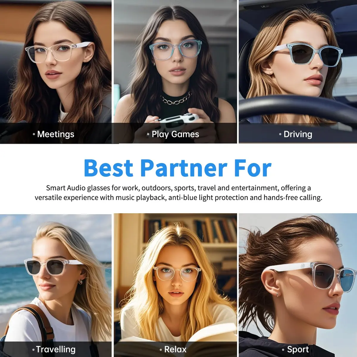 GenXenon Smart Glasses for Women Men | Bluetooth with Color-Changing Lenses - view 7