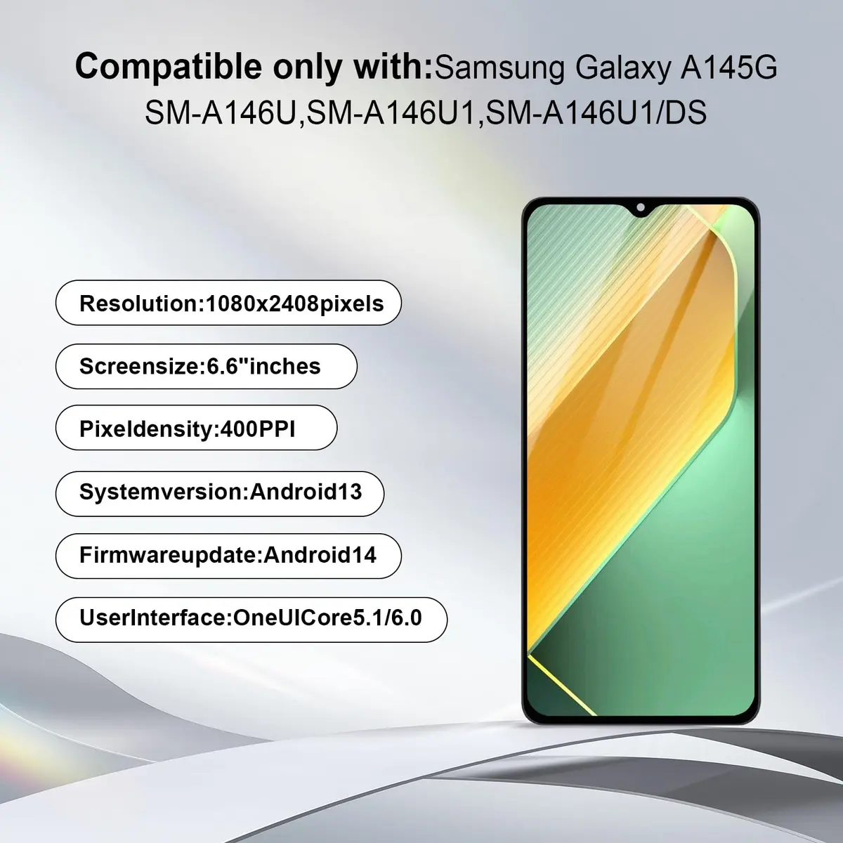 SIMDOG Samsung Galaxy A14 5G Screen Replacement SM-A146U with Frame, 170g (6 oz) | Full Assembly LCD Touch Display Digitizer - view 2