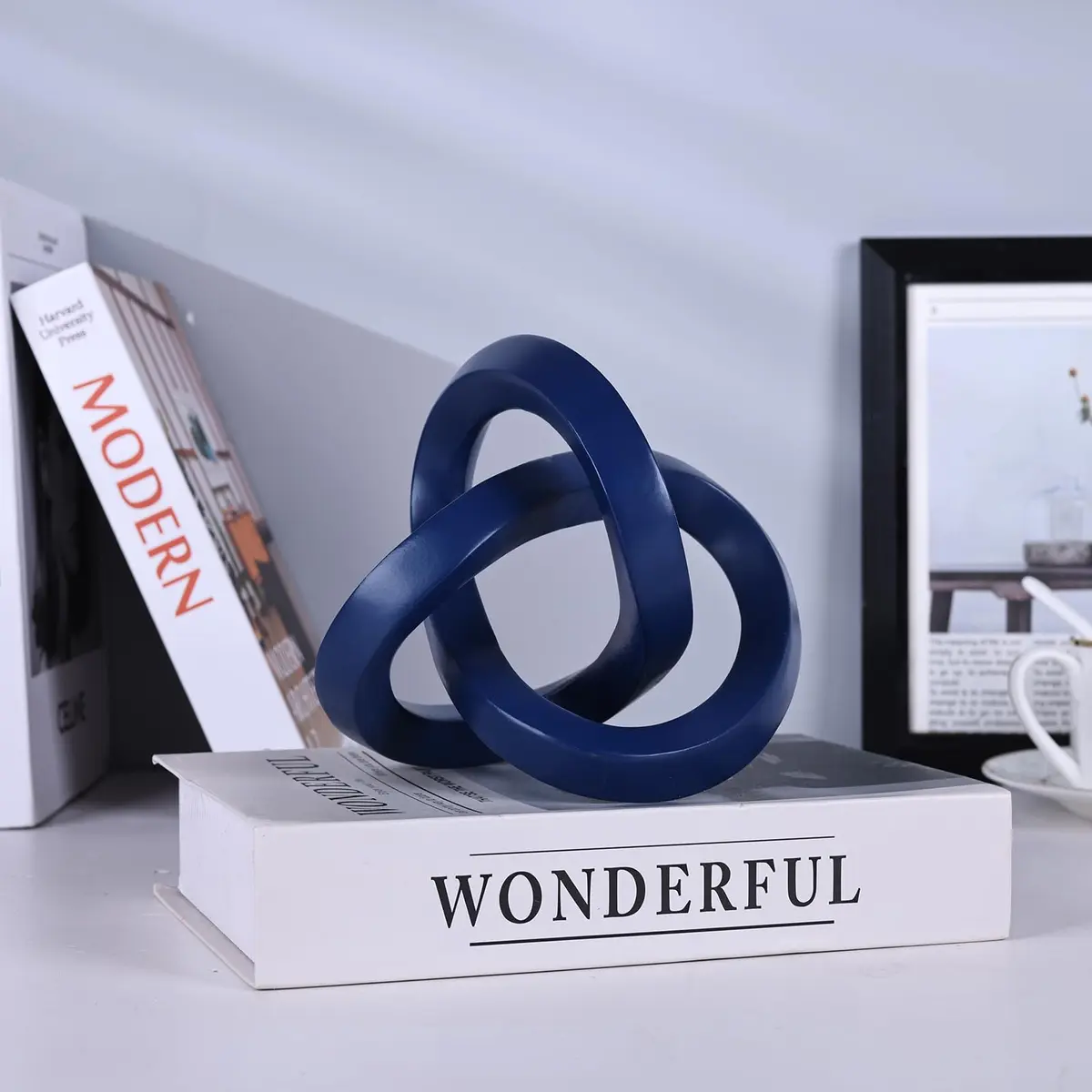 DOVDOV Blue Knot Decorative Sculpture 3.9 inches | Modern Art Mobius Ring for Home & Office - view 5