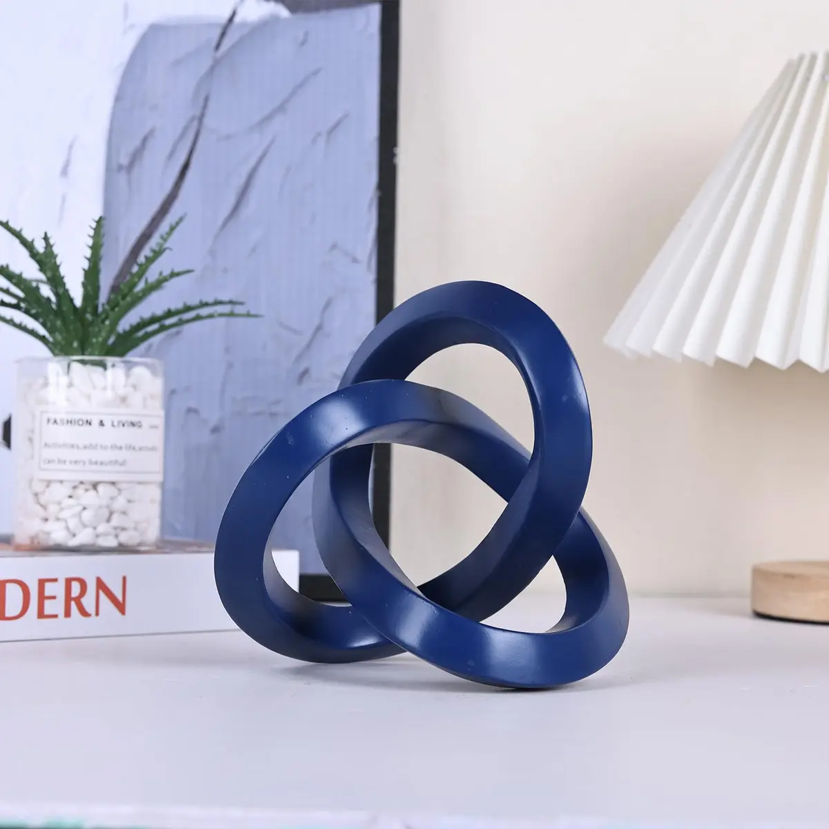 DOVDOV Blue Knot Decorative Sculpture 3.9 inches | Modern Art Mobius Ring for Home & Office - view 6