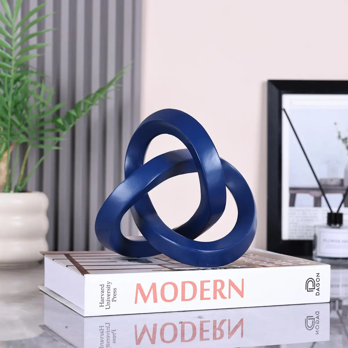 DOVDOV Blue Knot Decorative Sculpture 3.9 inches | Modern Art Mobius Ring for Home & Office - view 7