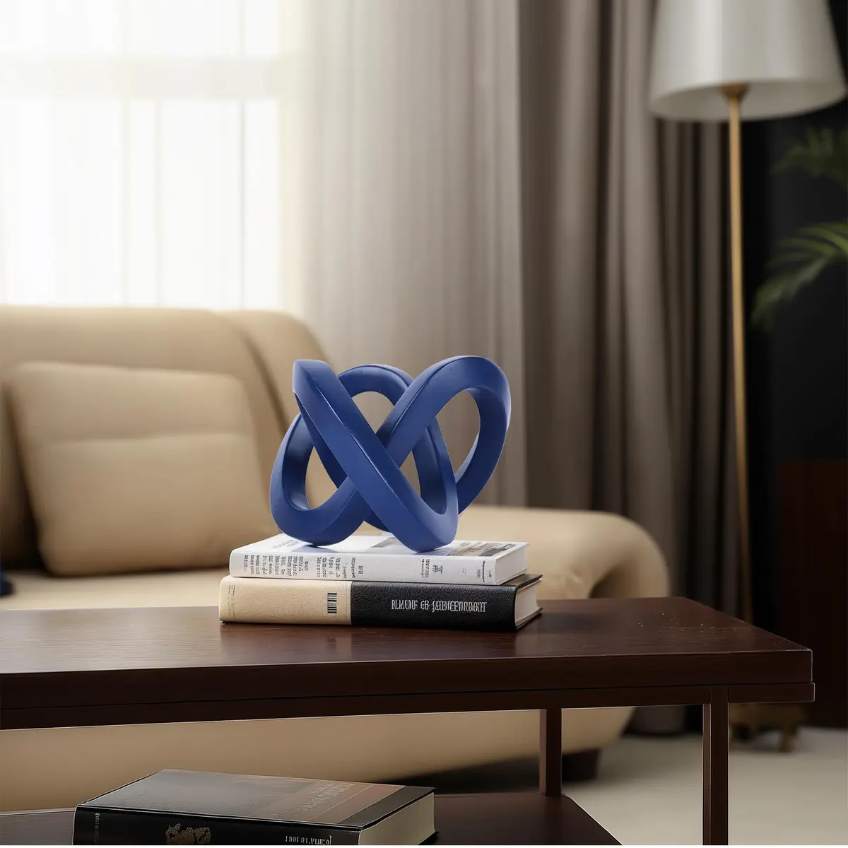 DOVDOV Blue Knot Decorative Sculpture 3.9 inches | Modern Art Mobius Ring for Home & Office - view 4