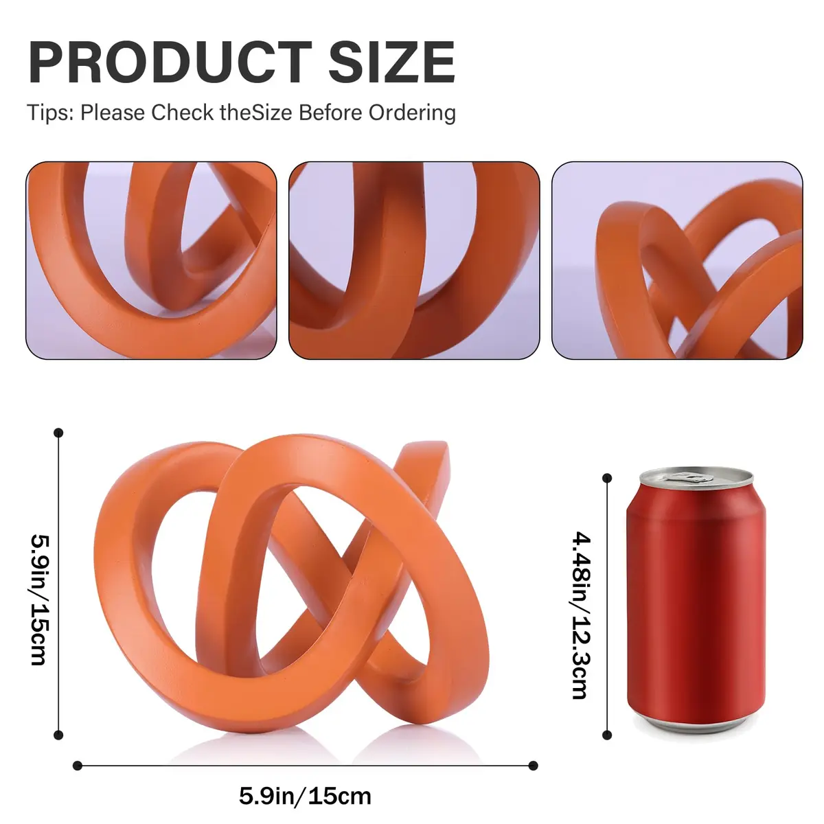 DOVDOV Orange Sculpture 3.9 inches | Modern Möbius Strip Home Decor - view 6