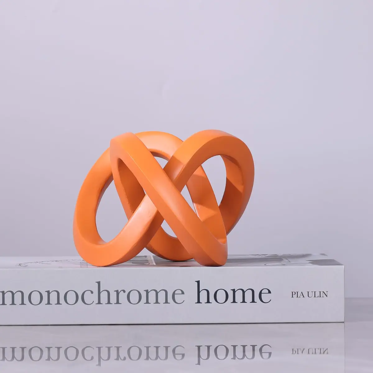 DOVDOV Orange Sculpture 3.9 inches | Modern Möbius Strip Home Decor - view 7