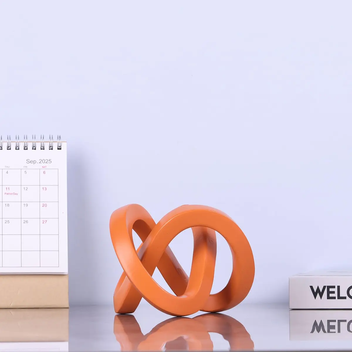 DOVDOV Orange Sculpture 3.9 inches | Modern Möbius Strip Home Decor - view 8