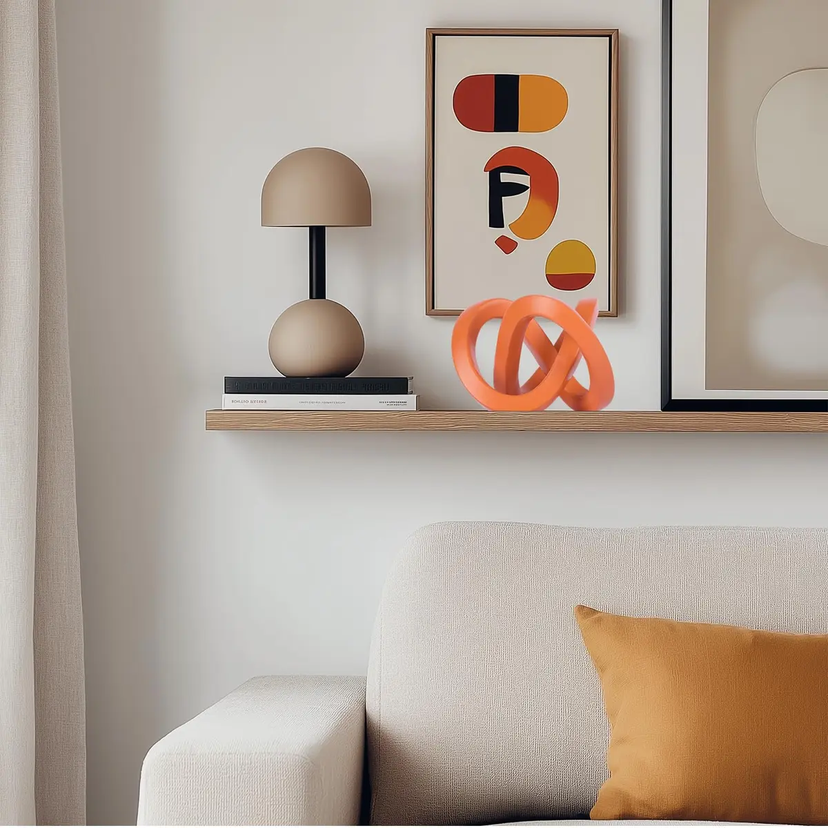 DOVDOV Orange Sculpture 3.9 inches | Modern Möbius Strip Home Decor - view 3