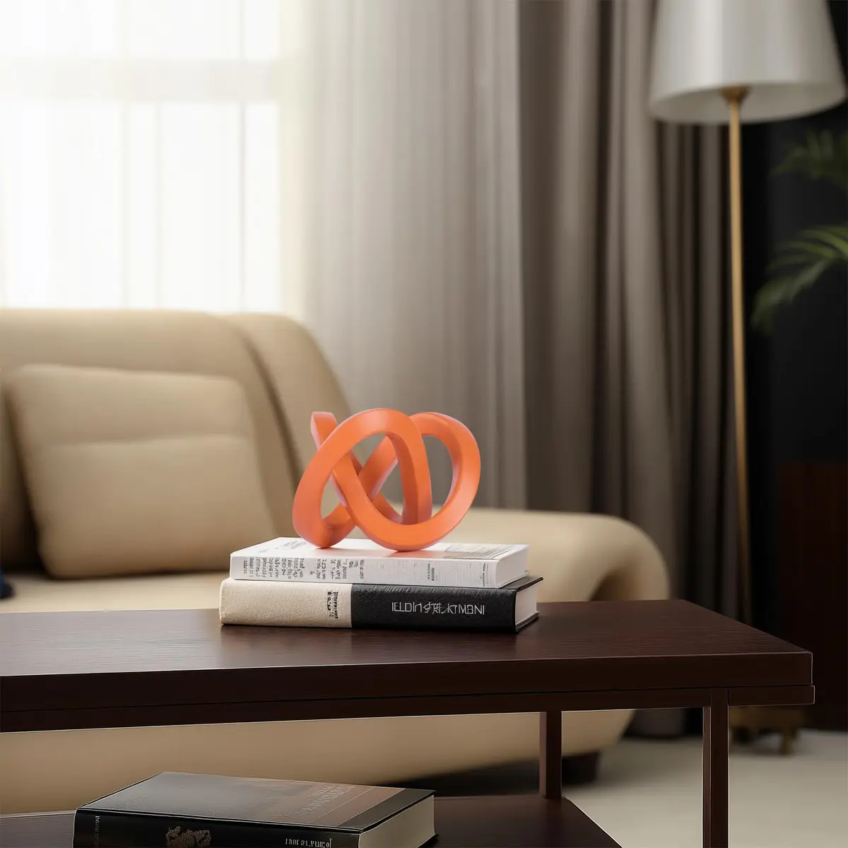 DOVDOV Orange Sculpture 3.9 inches | Modern Möbius Strip Home Decor - view 4