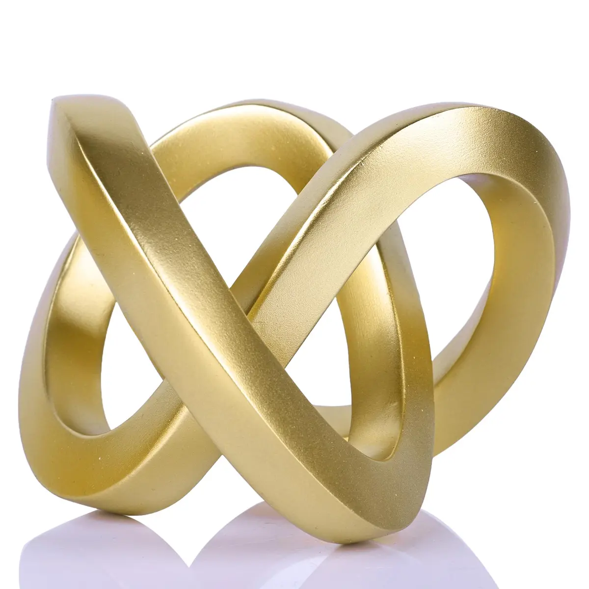 DOVDOV Gold Knot Decorative Sculpture 3.9 inches | Modern Art Mobius Ring for Shelves & Office - main product image
