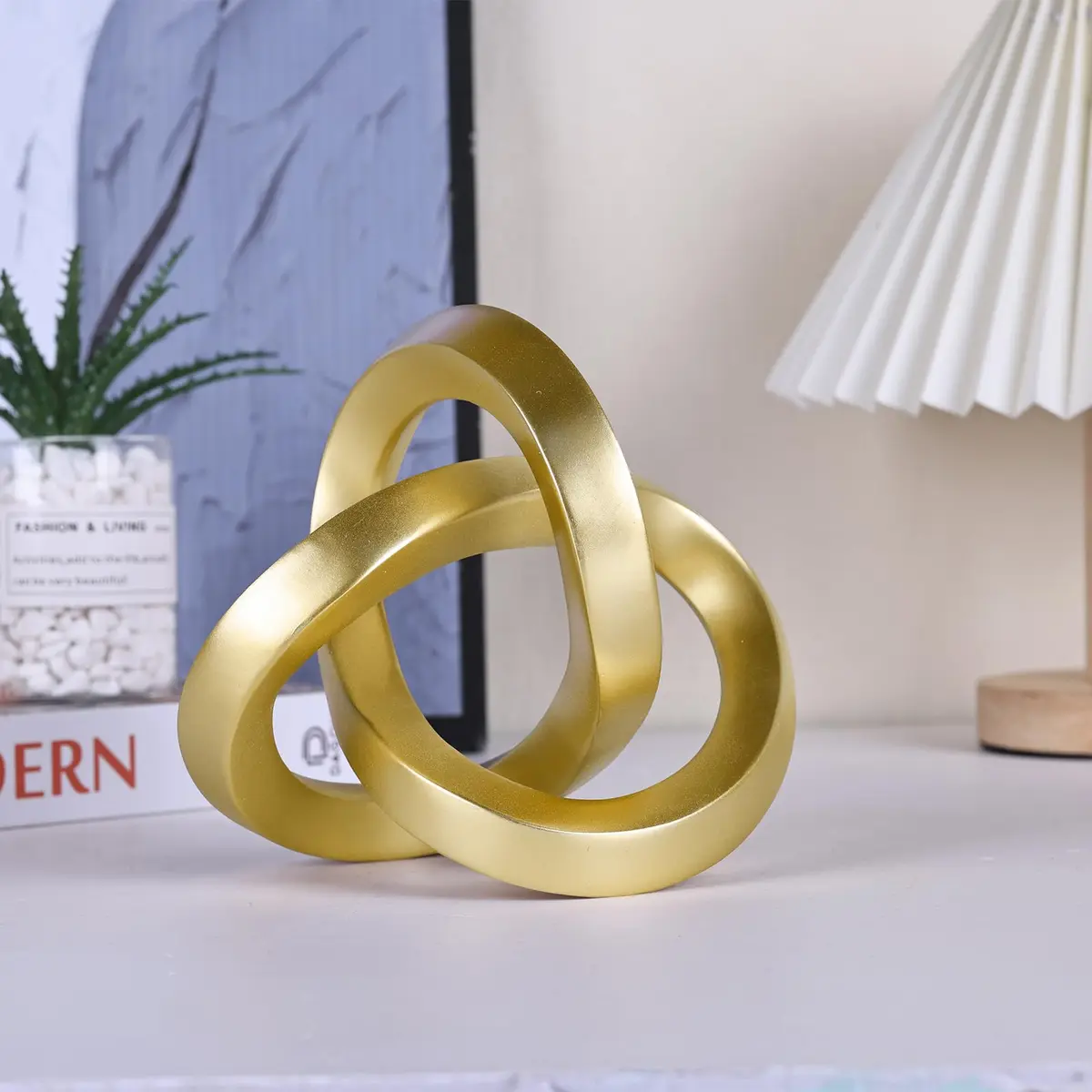 DOVDOV Gold Knot Decorative Sculpture 3.9 inches | Modern Art Mobius Ring for Shelves & Office - view 6