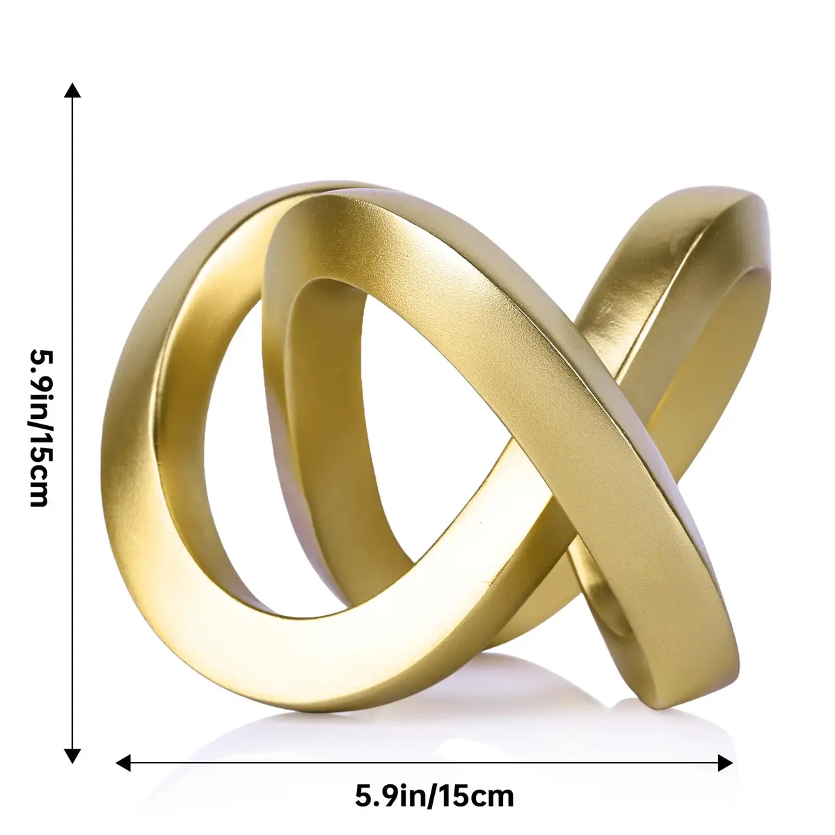 DOVDOV Gold Knot Decorative Sculpture 3.9 inches | Modern Art Mobius Ring for Shelves & Office - view 2