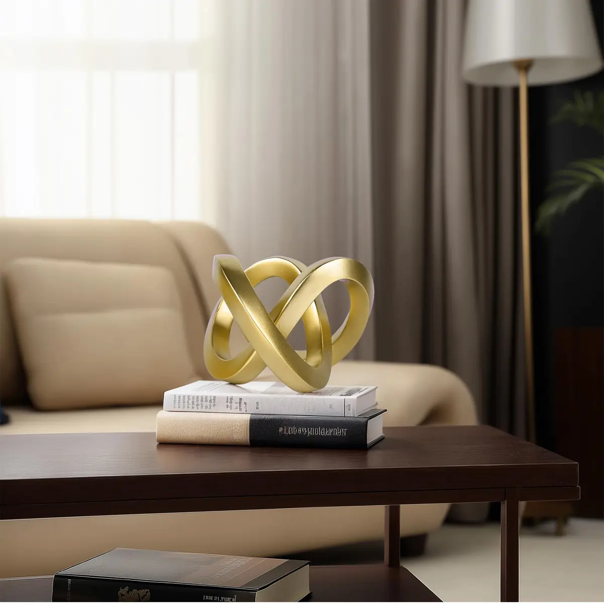DOVDOV Gold Knot Decorative Sculpture 3.9 inches | Modern Art Mobius Ring for Shelves & Office - view 4