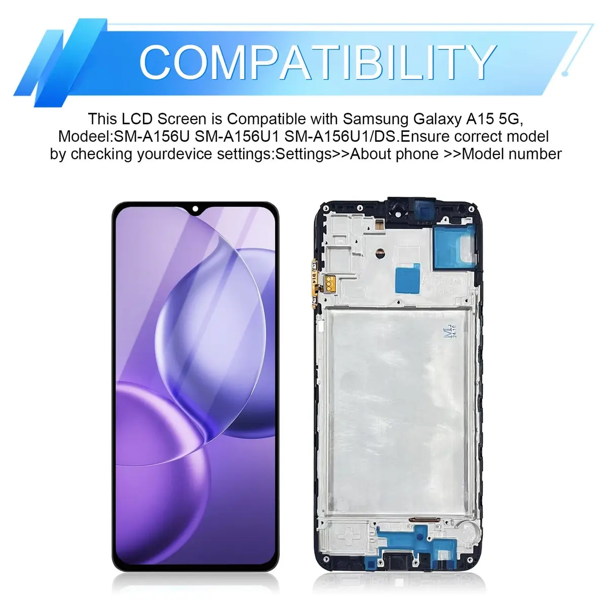 SIMDOG Samsung Galaxy A15 5G Screen Replacement SM-A156U with Frame 16.3 cm (6.4 inch) | Full Assembly LCD Display - view 3