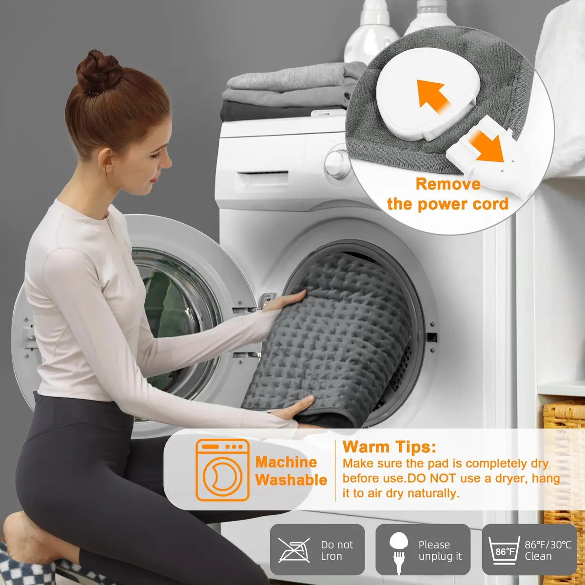 Deepsoon Electric Heating Pad for Back 30cm x 60cm (12"x24") | 6 Heat Settings, 2-Hour Auto Shut-Off - view 5