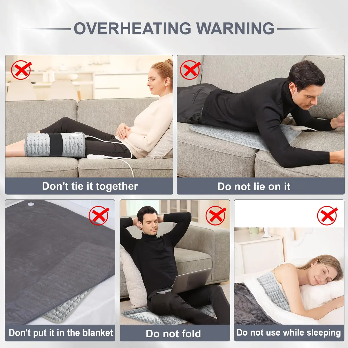 Deepsoon Electric Heating Pad for Back 30cm x 60cm (12"x24") | 6 Heat Settings, 2-Hour Auto Shut-Off - view 4