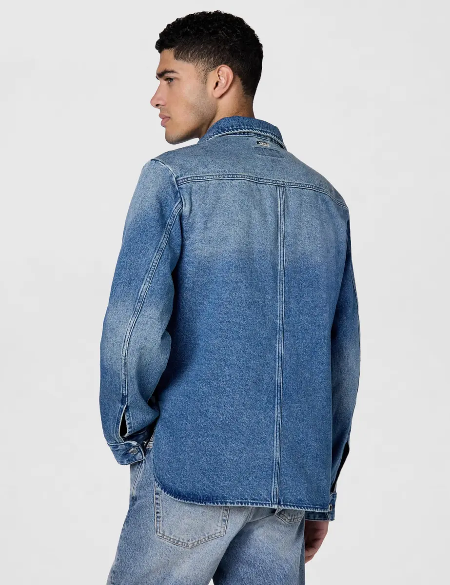 Michael Kors Men's Curved Hem Denim Shirt Jacket, Union Wash, XS | Classic Fit, 100% Cotton, Spring - view 4