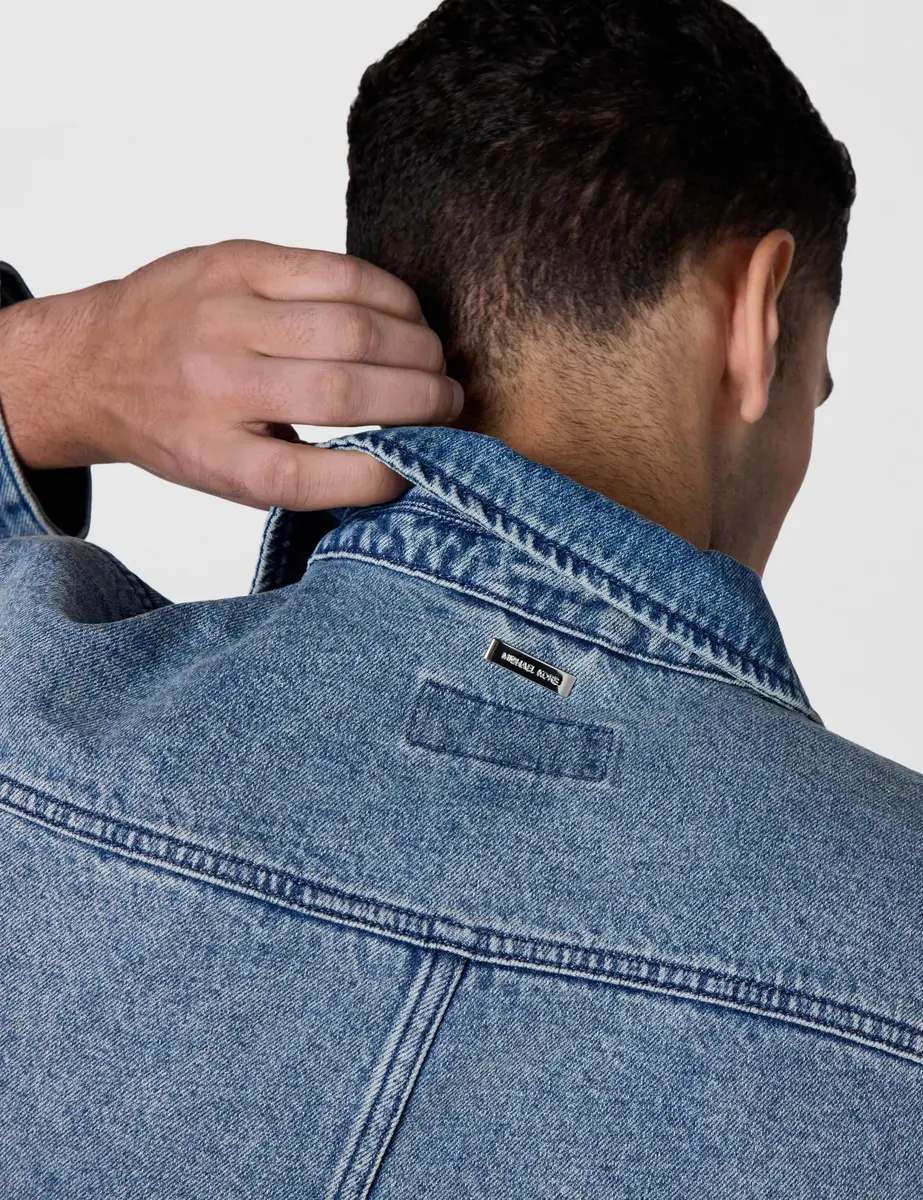 Michael Kors Men's Curved Hem Denim Shirt Jacket, Union Wash, XL | 100% Cotton, Regular Fit, Spring - view 5