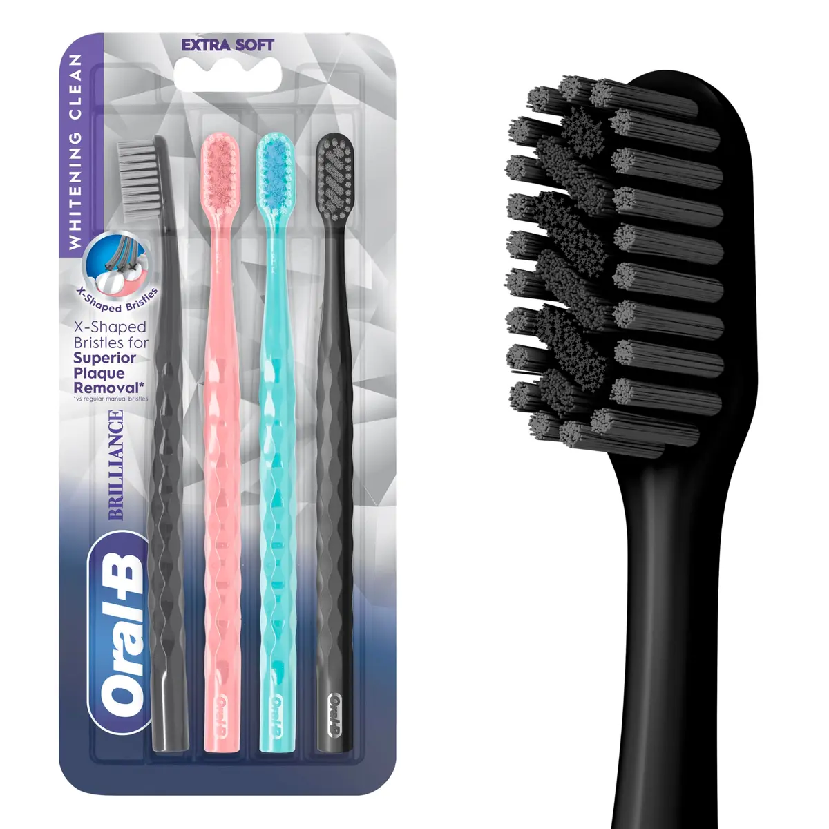 Oral-B 3D White Brilliance Toothbrushes Extra Soft Pack of 8 | Tough on Plaque, Gentle on Gums, Whitening - main product image