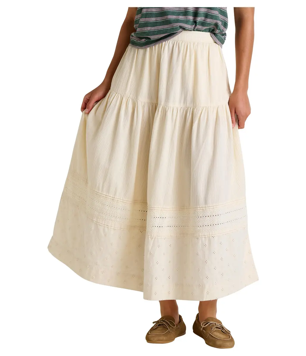 Toad&Co Women's Airscape Midi Skirt Salt Dobby Large | Breathable Organic Cotton - main product image