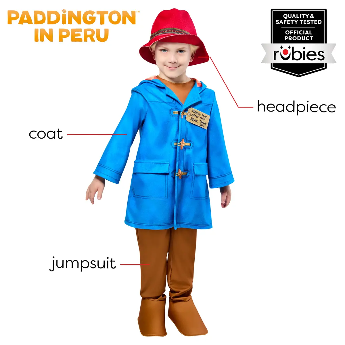 Rubies Paddington Bear Costume for Toddlers, Boy's 4T (100% Polyester) - view 2