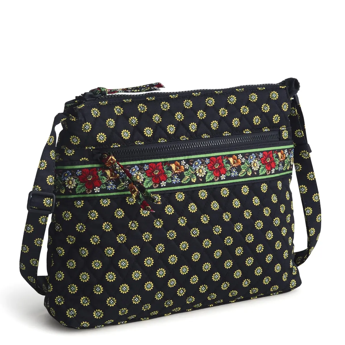 Vera Bradley Women's Premium Cotton Original Zip Hipster Crossbody, Vibrant Black | Stylish & Durable - main product image