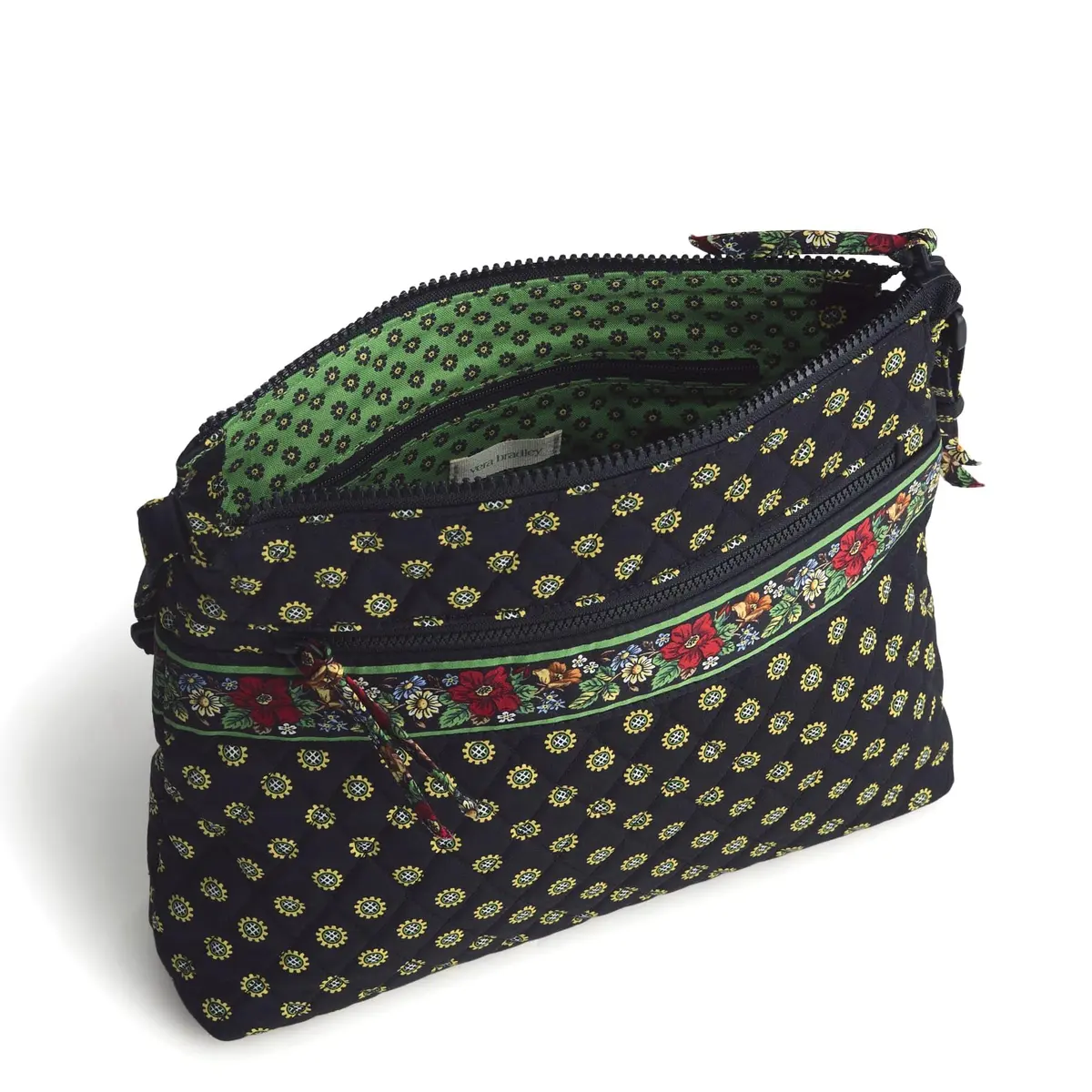 Vera Bradley Women's Premium Cotton Original Zip Hipster Crossbody, Vibrant Black | Stylish & Durable - view 2